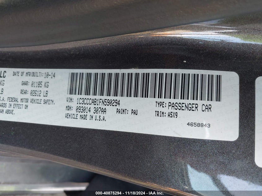 2015 CHRYSLER 200 LIMITED - 1C3CCCAB1FN590294