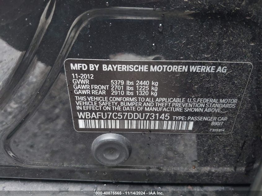 2013 BMW 535I XDRIVE - WBAFU7C57DDU73145