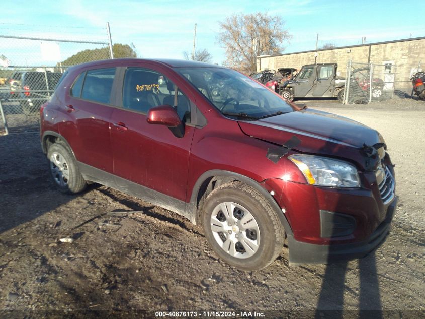 2016 Chevrolet Trax 1Ls VIN: 3GNCJKSBXGL279417 Lot: 40876173