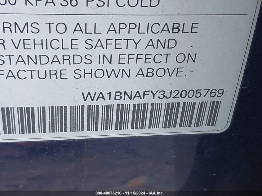2018 Audi Q5 2.0T Premium/2.0T Tech Premium VIN: WA1BNAFY3J2005769 Lot: 40876210