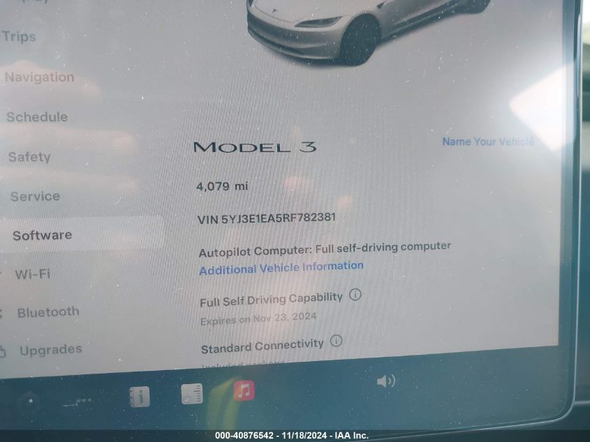 2024 Tesla Model 3 VIN: 5YJ3E1EA5RF782381 Lot: 40876542