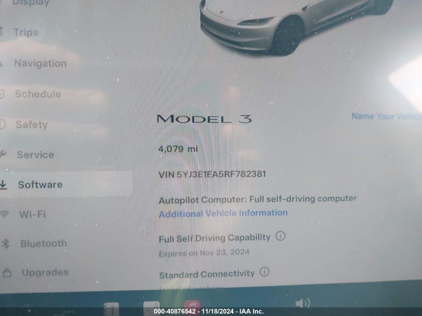 2024 Tesla Model 3 VIN: 5YJ3E1EA5RF782381 Lot: 40876542