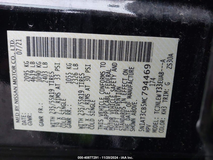 2021 NISSAN ROGUE SL INTELLIGENT AWD - 5N1AT3CB5MC794469