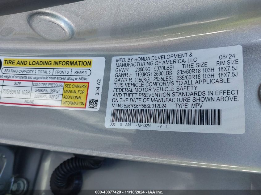 VIN 5J6RS6H56SL012024 2025 HONDA CR-V HYBRID no.9