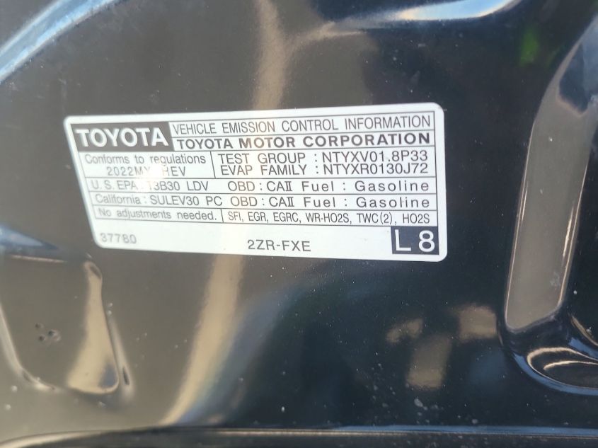 2022 Toyota Prius Night Shade/L/Le/Xle/Limited VIN: JTDKAMFU0N3159971 Lot: 40877950