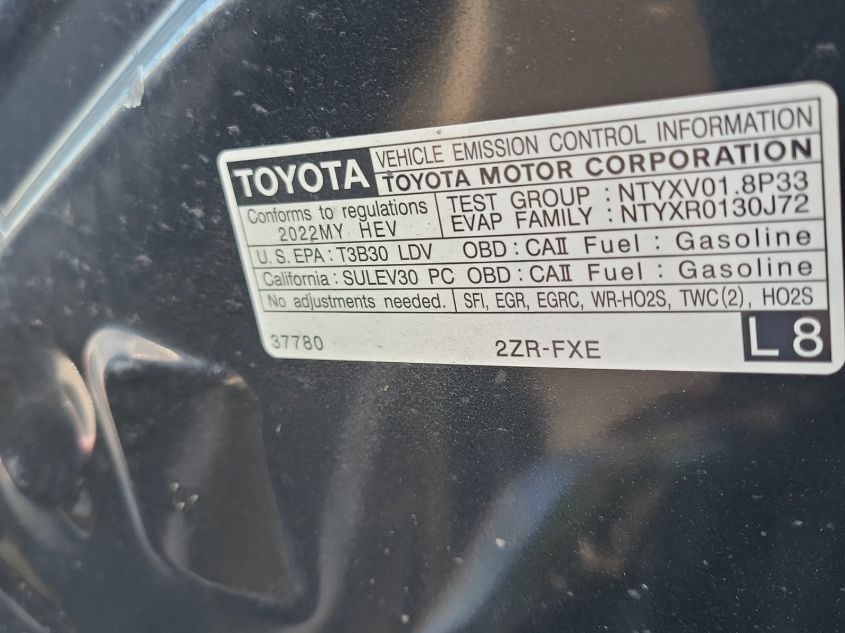 2022 Toyota Prius Night Shade/L/Le/Xle/Limited VIN: JTDKAMFU4N3160931 Lot: 40878045