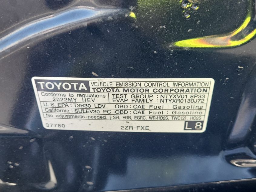 2022 Toyota Prius Night Shade/L/Le/Xle/Limited VIN: JTDKAMFU3N3159799 Lot: 40878177