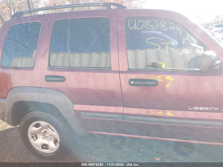 2002 Jeep Liberty Sport VIN: 1J4GL48K12W325933 Lot: 40878292