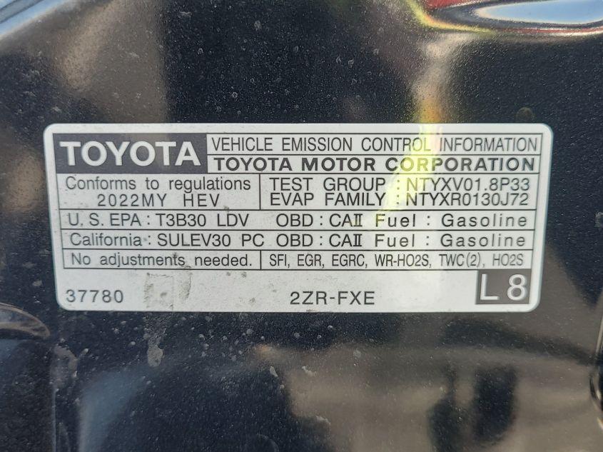 2022 Toyota Prius Night Shade/L/Le/Xle/Limited VIN: JTDKAMFU1N3159932 Lot: 40878553