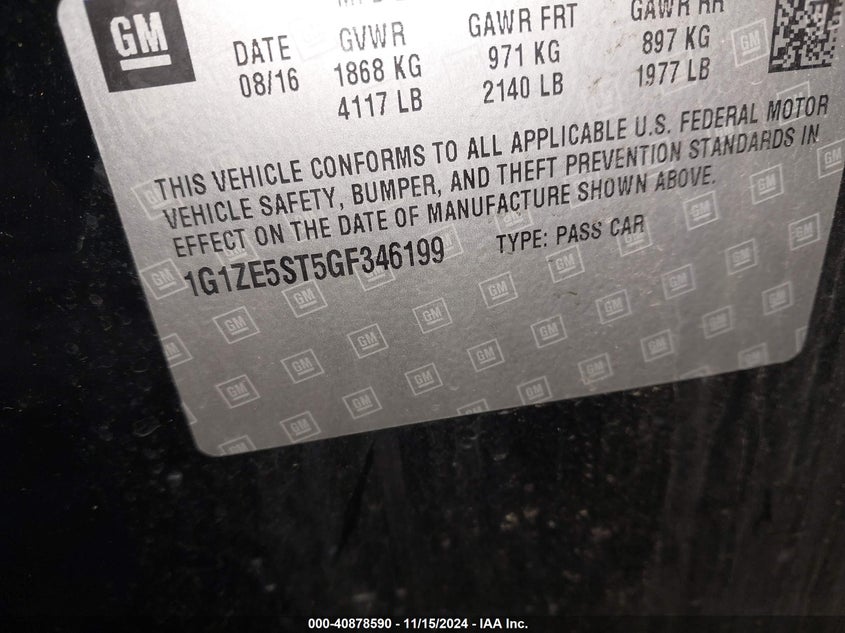 2016 CHEVROLET MALIBU 1LT - 1G1ZE5ST5GF346199