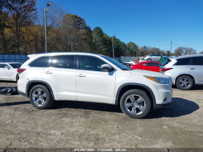 2014 Toyota Highlander Limited V6 VIN: 5TDYKRFH0ES034684 Lot: 40878668