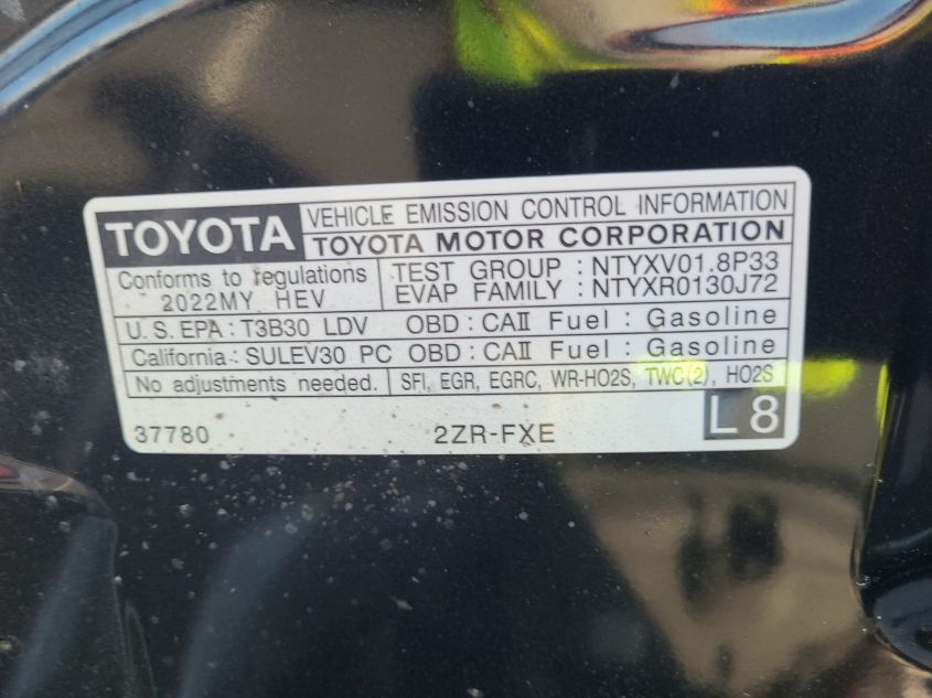 2022 Toyota Prius Night Shade/L/Le/Xle/Limited VIN: JTDKAMFU9N3159791 Lot: 40879148