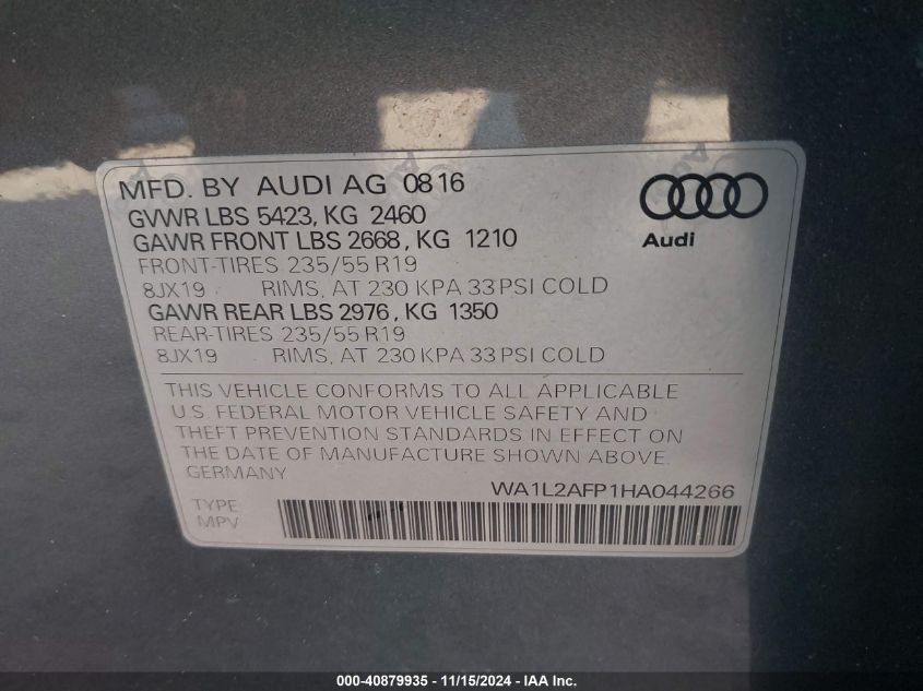 VIN WA1L2AFP1HA044266 2017 AUDI Q5 no.9