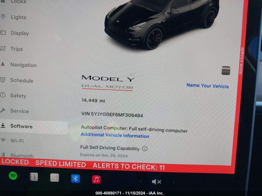 2021 Tesla Model Y Performance Dual Motor All-Wheel Drive VIN: 5YJYGDEF6MF306484 Lot: 40880171