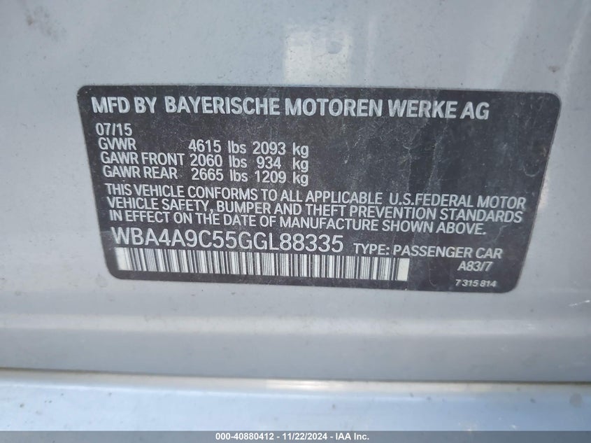 2016 BMW 428I GRAN COUPE - WBA4A9C55GGL88335