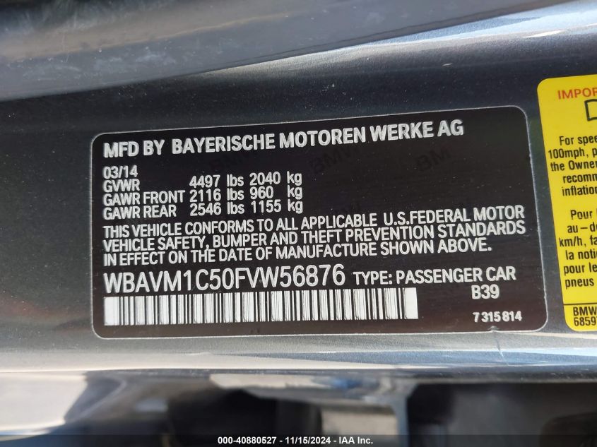 VIN WBAVM1C50FVW56876 2015 BMW X1, Sdrive28I no.9