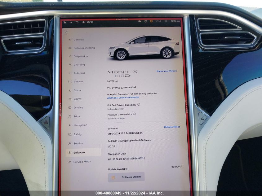 VIN 5YJXCBE21HF065092 2017 TESLA MODEL X no.18