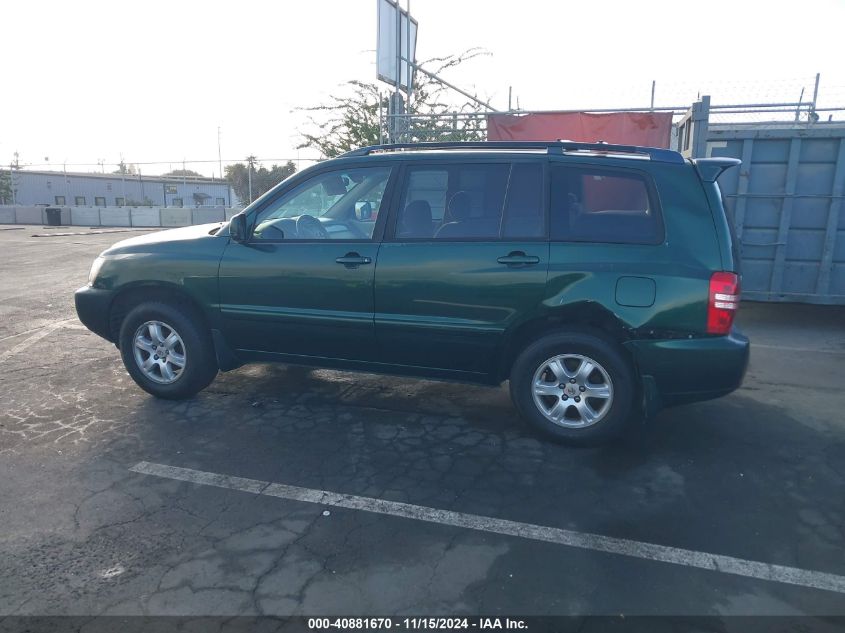 2003 Toyota Highlander V6 VIN: JTEGF21A130076052 Lot: 40881670