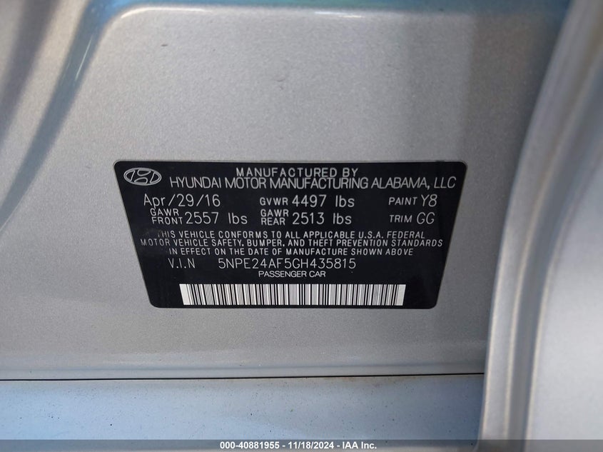 2016 HYUNDAI SONATA SE - 5NPE24AF5GH435815