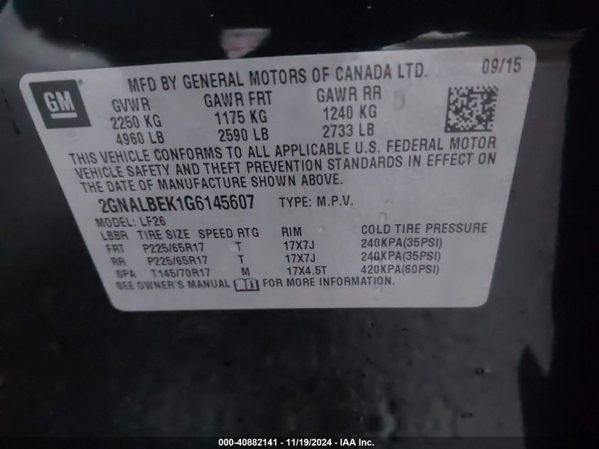 2016 CHEVROLET EQUINOX LS - 2GNALBEK1G6145607