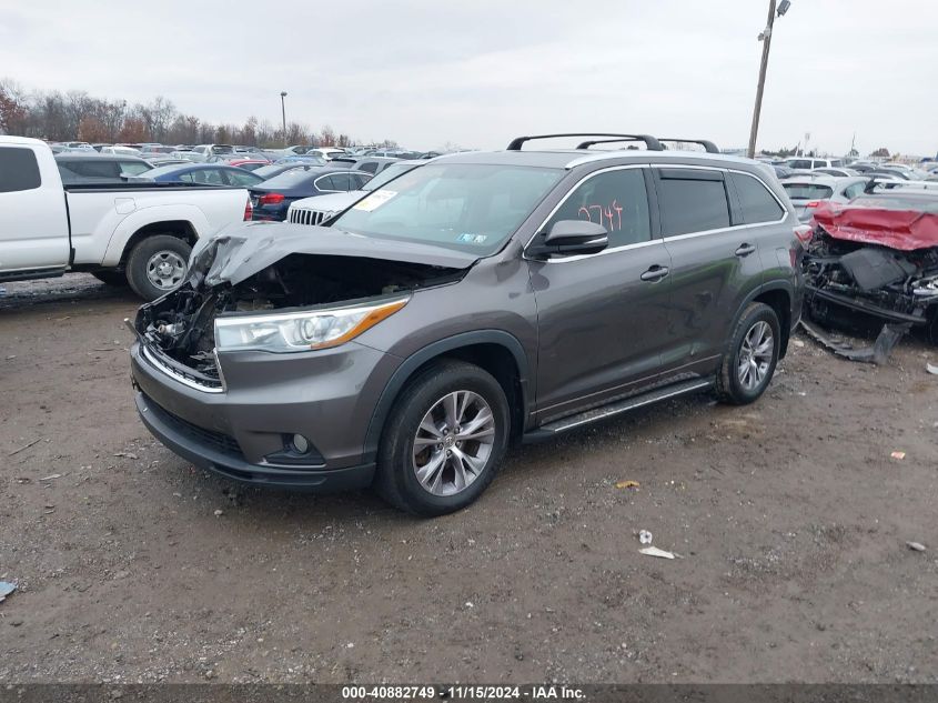 VIN 5TDJKRFH5FS154497 2015 Toyota Highlander, Xle V6 no.2