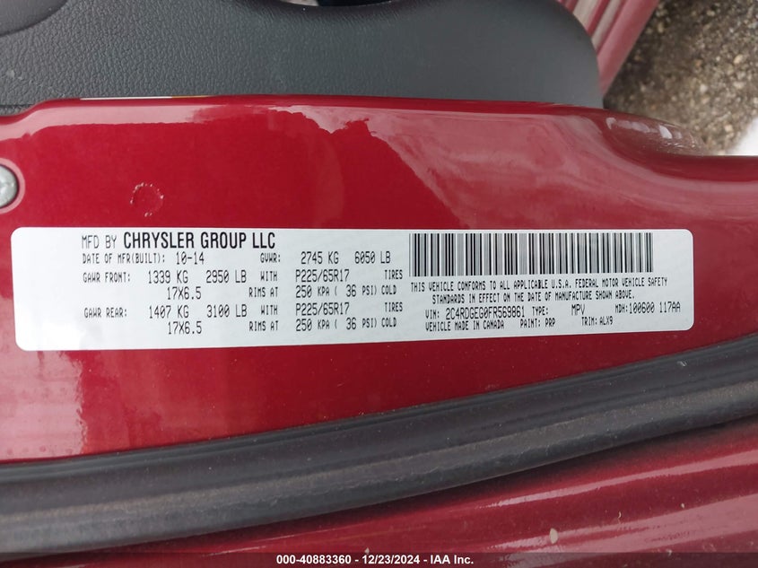 2015 DODGE GRAND CARAVAN - 2C4RDGEG0FR569861