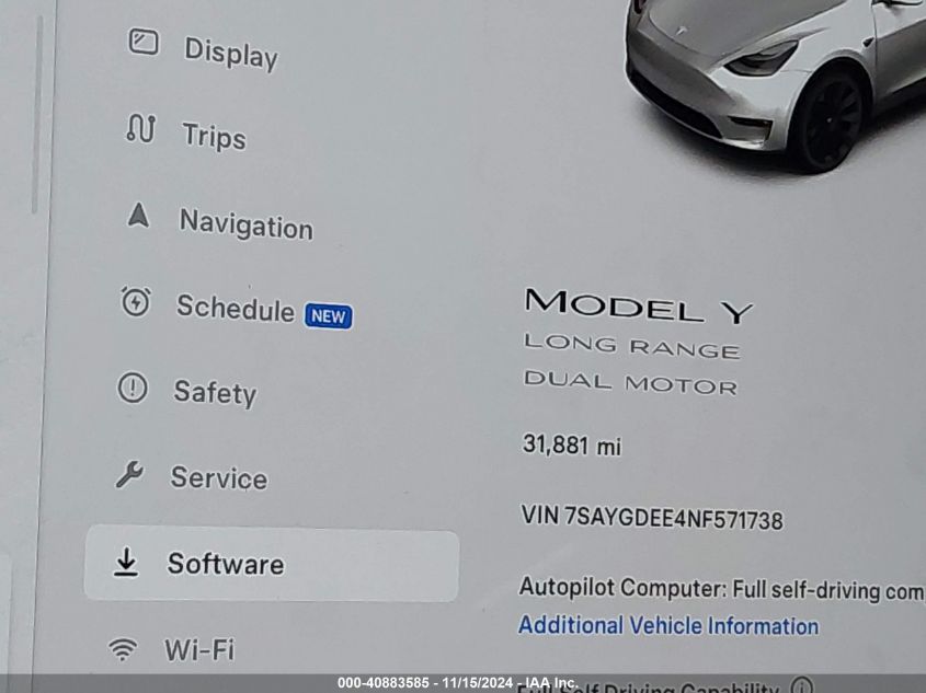 2022 Tesla Model Y Long Range Dual Motor All-Wheel Drive VIN: 7SAYGDEE4NF571738 Lot: 40883585