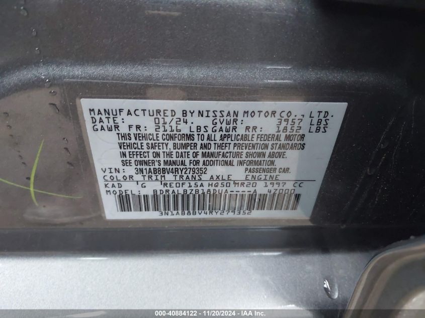 2024 NISSAN SENTRA S XTRONIC CVT - 3N1AB8BV4RY279352