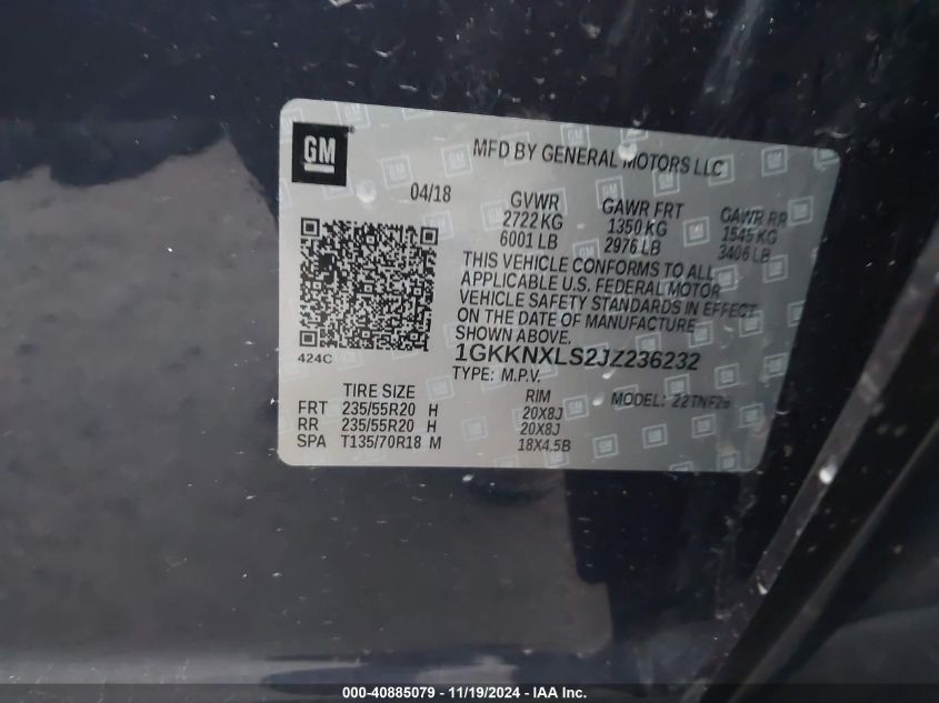 2018 GMC ACADIA DENALI - 1GKKNXLS2JZ236232