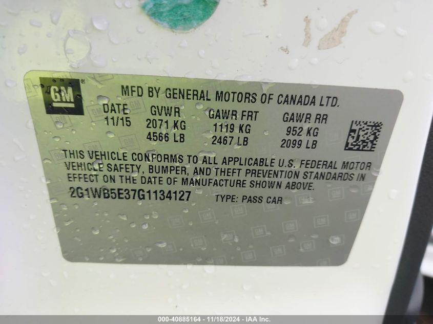 2016 CHEVROLET IMPALA LIMITED LT - 2G1WB5E37G1134127
