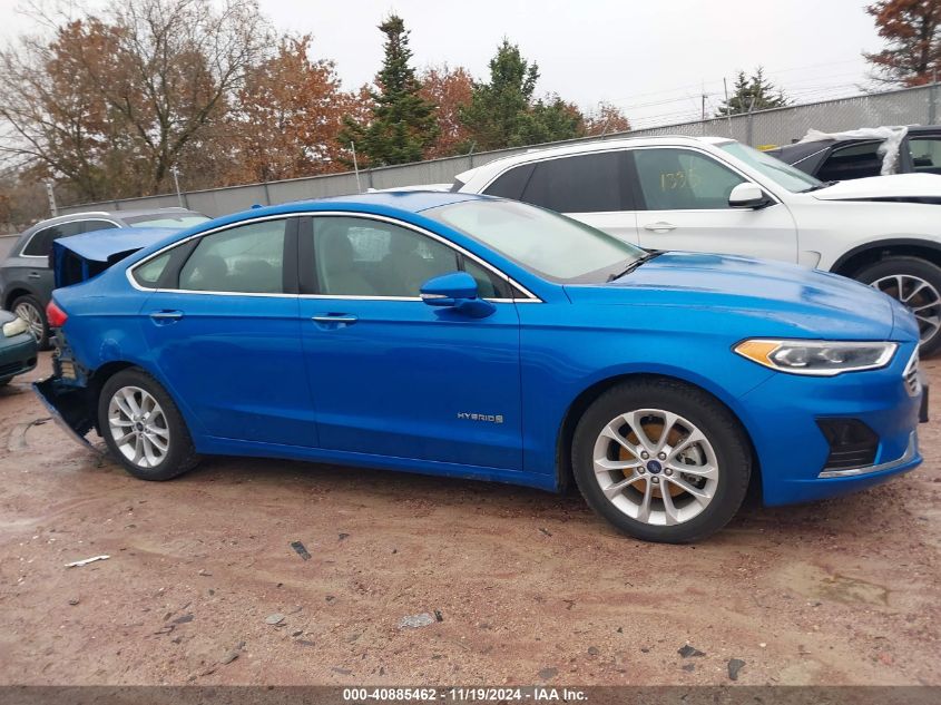 2019 Ford Fusion Hybrid Sel VIN: 3FA6P0MU3KR257942 Lot: 40885462