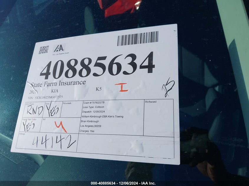 2021 KIA K5 VIN: 5XXG14J23MG072575