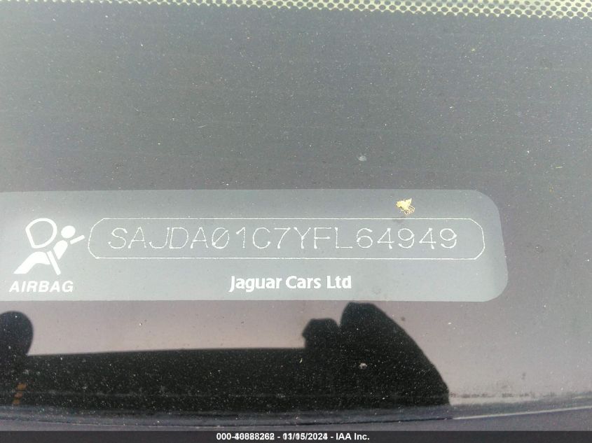 2000 Jaguar S-Type 3.0L V6 VIN: SAJDA01C7YFL64949 Lot: 40888262