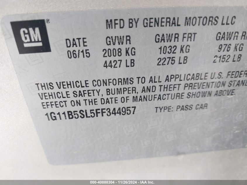 2015 CHEVROLET MALIBU LS - 1G11B5SL5FF344957