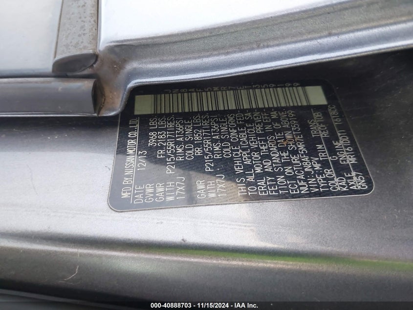 2014 NISSAN JUKE NISMO/S/SL/SV - JN8AF5MR7ET359199