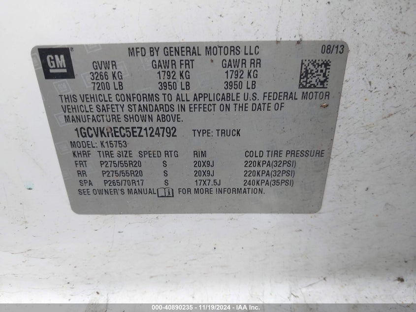 2014 CHEVROLET SILVERADO 1500 1LT - 1GCVKREC5EZ124792