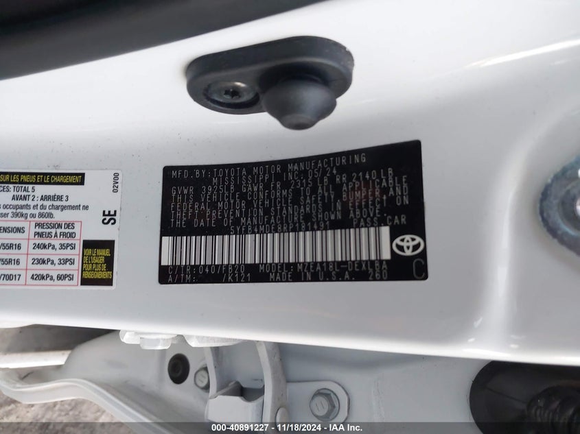 2024 TOYOTA COROLLA VIN: 5YFB4MDE8RP181491