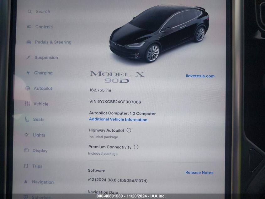 VIN 5YJXCBE24GF007086 2016 Tesla Model X, 60D/70D/7... no.15