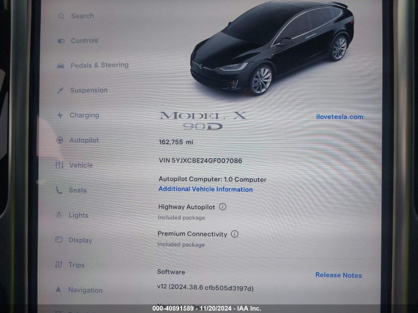 VIN 5YJXCBE24GF007086 2016 Tesla Model X, 60D/70D/7... no.7