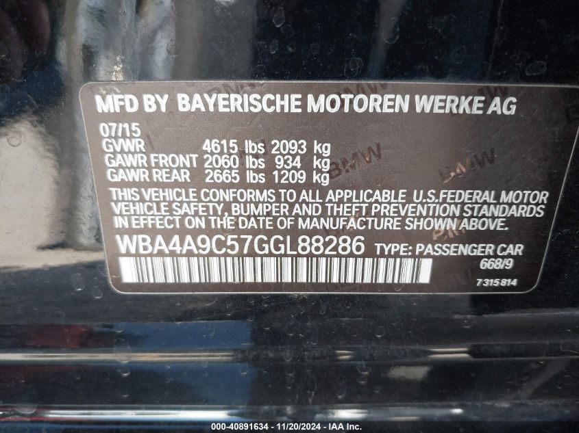 2016 BMW 428I GRAN COUPE - WBA4A9C57GGL88286