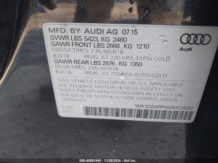 VIN WA1C2AFP4GA023832 2016 Audi Q5, 2.0T Premium no.9