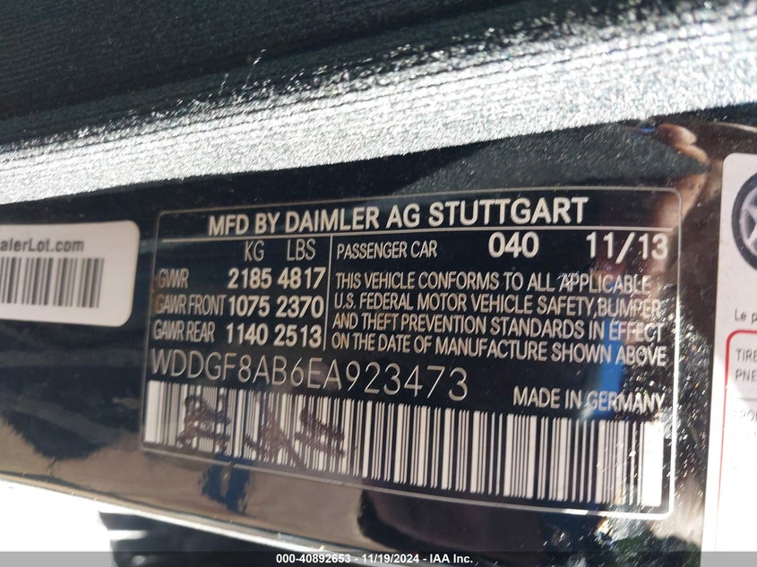 2014 MERCEDES-BENZ C 300 VIN: WDDGF8AB6EA923473