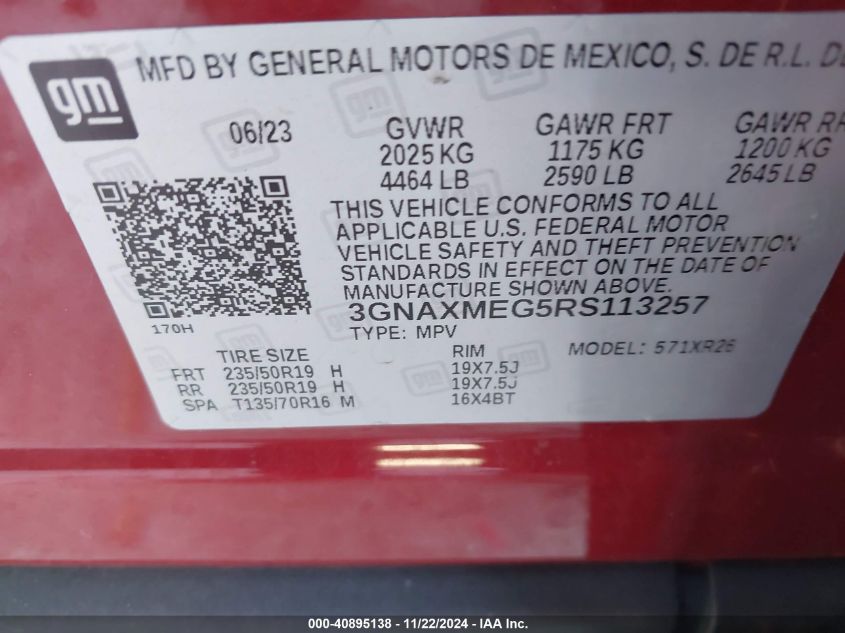 VIN 3GNAXMEG5RS113257 2024 Chevrolet Equinox, Fwd Rs no.9