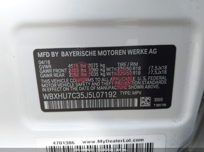 VIN WBXHU7C35J5L07192 2018 BMW X1, Sdrive28I no.9