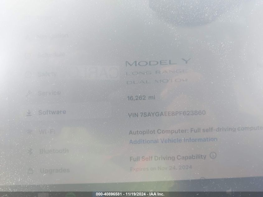 2023 Tesla Model Y Awd/Long Range Dual Motor All-Wheel Drive VIN: 7SAYGAEE8PF623860 Lot: 40896581