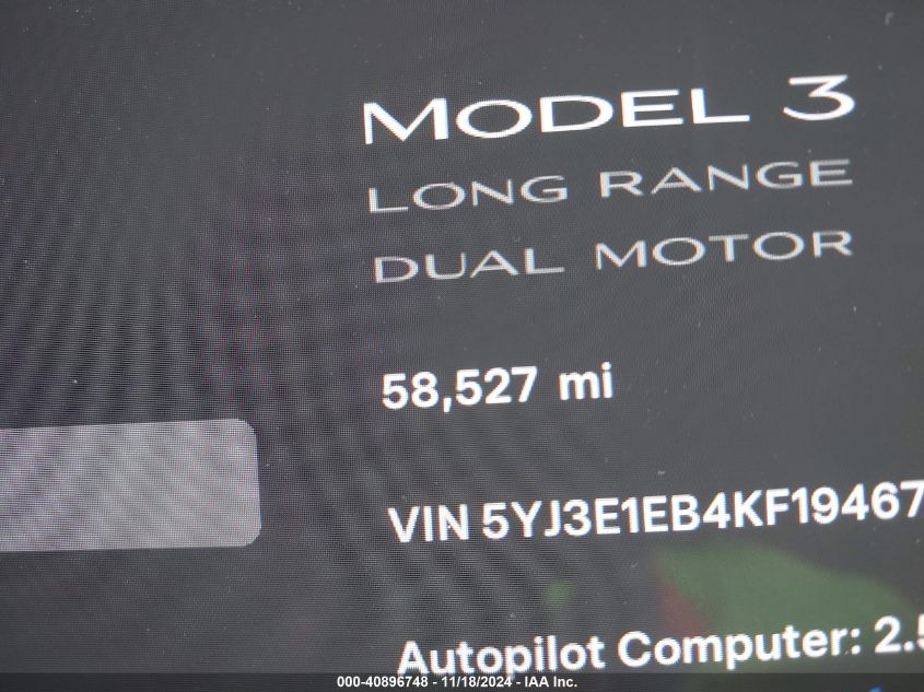 VIN 5YJ3E1EB4KF194678 2019 Tesla Model 3, Long Rang... no.15