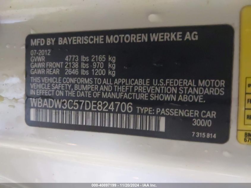 VIN WBADW3C57DE824706 2013 BMW 328I no.9