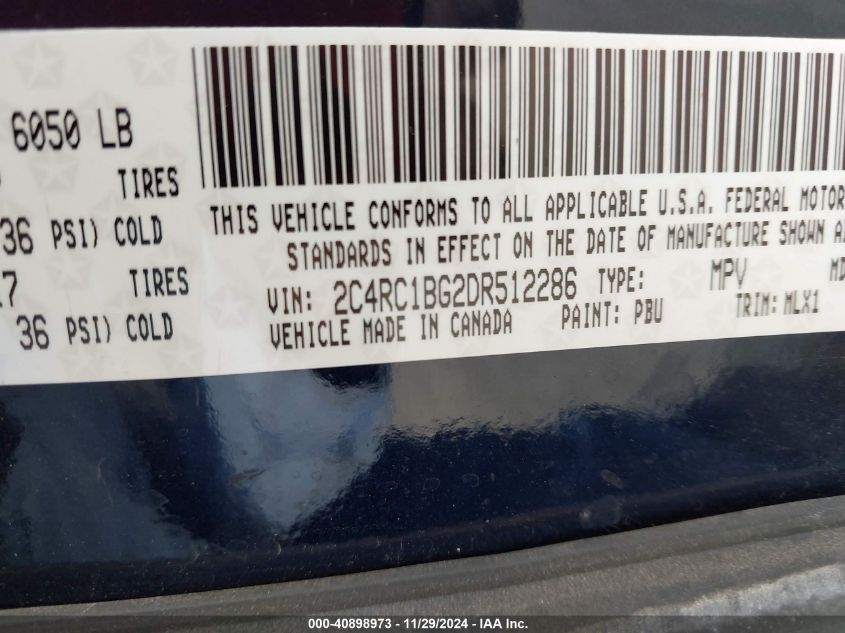 VIN 2C4RC1BG2DR512286 2013 CHRYSLER TOWN & COUNTRY no.9