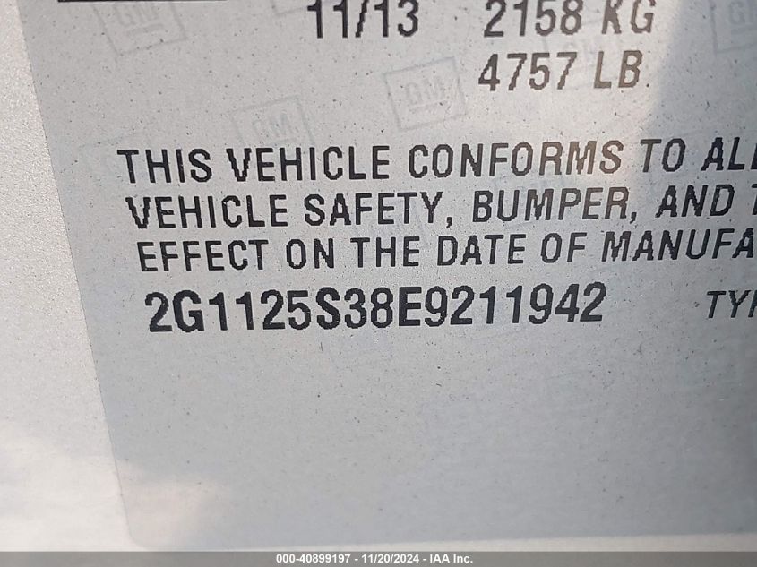 2014 CHEVROLET IMPALA 2LT - 2G1125S38E9211942