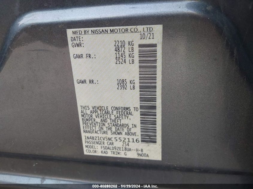 2022 NISSAN LEAF SV PLUS 62 KWH - 1N4BZ1CV5NC552116